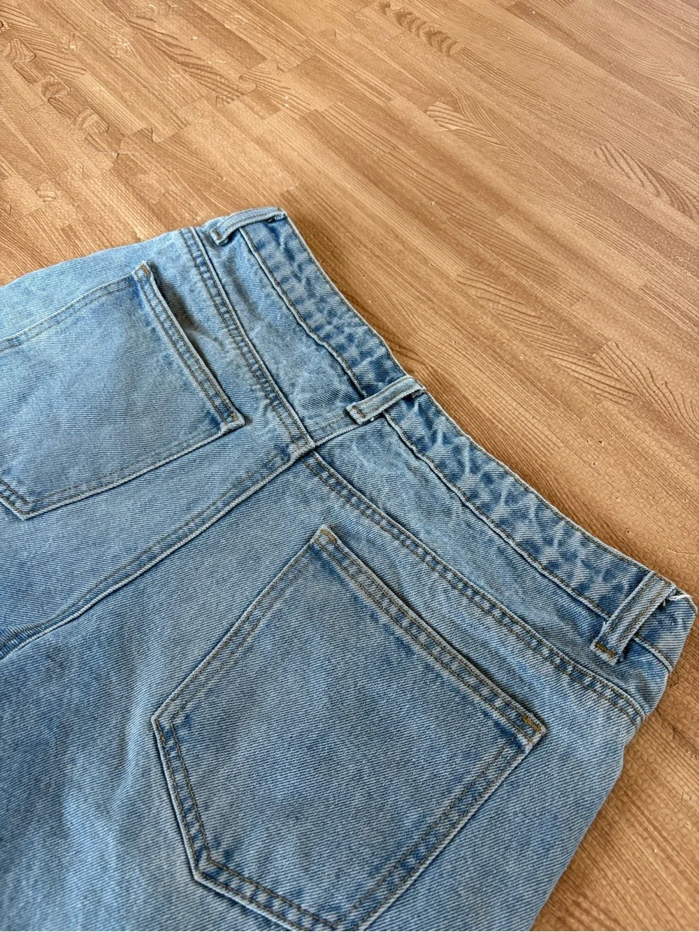 EDIKTED Denim Jorts Light Wash Long Jean Shorts Size S Y2K Inspired